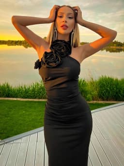 VC Birthday Dress Women Chic And Elegant Flowers Decoration High Split White Long One-Piece Gown 2023 Summer New