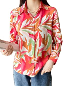 New Arrival Women's Blusa Mujer for Spring Autumn Fashion Trendy Print Ladies' Button-Down Shirt for Work and Casual