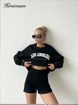 Hirsionsan Letter Print Women Sweatshirt 35% Cotton Soft Basic Loose Female Pullovers Korean Hoodies 2023 AutumnNew Y2k Fleece