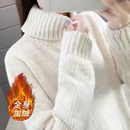 New Womens Pullover Sweater Coat Autumn Winter Thick Plus Fleece Warm Knitwear High Neck Loose Female Knit Bottom Shirt Wine Red