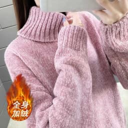 New Womens Pullover Sweater Coat Autumn Winter Thick Plus Fleece Warm Knitwear High Neck Loose Female Knit Bottom Shirt Wine Red