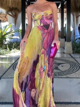 Sexy Backless Patchwork Print Maxi Dress Chic Party Women Folded Floor-Length Dress Female Casual Slim Fit Summer Beach Dresses