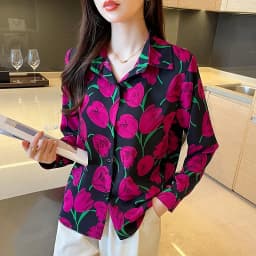 New Arrival Ladies' Shirts for Elegant Style Women's Button-Down Tops with Graceful printing Spring Autumn tops blusa mujer