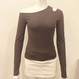 Fashion Skew Collar Off-shoulder Long-sleeved T-shirts Women Spring 2024 New Solid Slim Fit Crop Top Sexy Hollow Out Tees Shirts