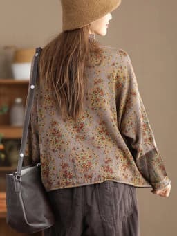 Amax LuluE 2024 Winter Fashion Turtleneck Sweaters Womens Classic Loose Floral Jumpers Females Vintage Leisure Printed Pullovers