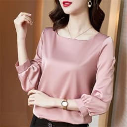 Silk Shirts Women nine quarter Sleeve Shirts Women Satin Clothing Shirt Office Lady Solid Silk Blouse 2026 Fashion Top mujer