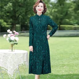 Spring Mom Windbreaker Dress Two Piece Set With Middle aged and Elderly Women's Autumn Dress, High end Long sleeved Dress Sets