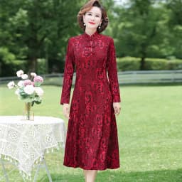 Spring Mom Windbreaker Dress Two Piece Set With Middle aged and Elderly Women's Autumn Dress, High end Long sleeved Dress Sets