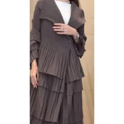 YUDX Miyake Pleated Spliced Ruffles Trench Coat Women Lapel Full Flare Sleeve Single Button Solid Color New 2025 Outwear Tops