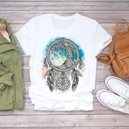Dreamcatcher Dreamcatcher Crewneck Loose Fashion White T-shirt Women's Short-sleeved Tshirt Tops Oversized T Shirt Tee