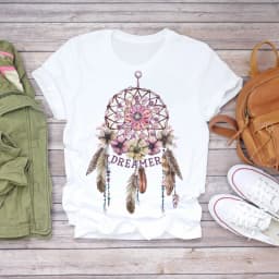Dreamcatcher Dreamcatcher Crewneck Loose Fashion White T-shirt Women's Short-sleeved Tshirt Tops Oversized T Shirt Tee