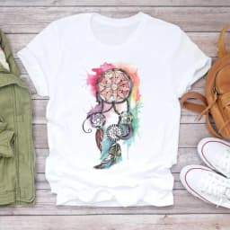 Dreamcatcher Dreamcatcher Crewneck Loose Fashion White T-shirt Women's Short-sleeved Tshirt Tops Oversized T Shirt Tee