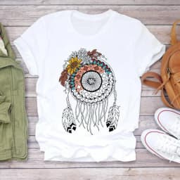 Dreamcatcher Dreamcatcher Crewneck Loose Fashion White T-shirt Women's Short-sleeved Tshirt Tops Oversized T Shirt Tee