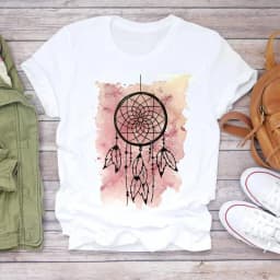 Dreamcatcher Dreamcatcher Crewneck Loose Fashion White T-shirt Women's Short-sleeved Tshirt Tops Oversized T Shirt Tee