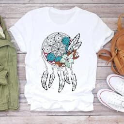 Dreamcatcher Dreamcatcher Crewneck Loose Fashion White T-shirt Women's Short-sleeved Tshirt Tops Oversized T Shirt Tee
