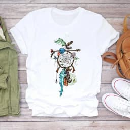 Dreamcatcher Dreamcatcher Crewneck Loose Fashion White T-shirt Women's Short-sleeved Tshirt Tops Oversized T Shirt Tee