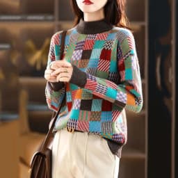 New Autumn Winter Thicken Warm Knitted Bottoms O-Neck Geometric Woman Pullovers Sweater Coat Fashion Female Casual Loose Jumpers