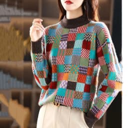 New Autumn Winter Thicken Warm Knitted Bottoms O-Neck Geometric Woman Pullovers Sweater Coat Fashion Female Casual Loose Jumpers