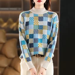 New Autumn Winter Thicken Warm Knitted Bottoms O-Neck Geometric Woman Pullovers Sweater Coat Fashion Female Casual Loose Jumpers