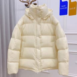 Schinteon Women White Duck Down Jacket with Removable Hood Warm Autumn Winter Outwear Simple Solid Color Casual Over Size Coat