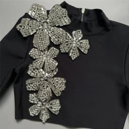 2024 New Arrival Women Two Pieces Sets Sexy Diamonds Long Sleeve Tops Skirts Autumn Clothes Club Party Bandage Sets
