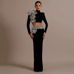 2024 New Arrival Women Two Pieces Sets Sexy Diamonds Long Sleeve Tops Skirts Autumn Clothes Club Party Bandage Sets