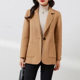 Women's Suit Collar Double-sided Cashmere Wool Coat 2024 Fall Winter Chic Ladies Single Button Loose 100% Woolen Blazer Jackets