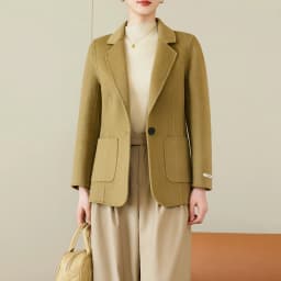 Women's Suit Collar Double-sided Cashmere Wool Coat 2024 Fall Winter Chic Ladies Single Button Loose 100% Woolen Blazer Jackets