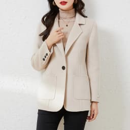 Women's Suit Collar Double-sided Cashmere Wool Coat 2024 Fall Winter Chic Ladies Single Button Loose 100% Woolen Blazer Jackets