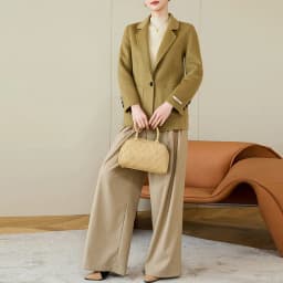 Women's Suit Collar Double-sided Cashmere Wool Coat 2024 Fall Winter Chic Ladies Single Button Loose 100% Woolen Blazer Jackets
