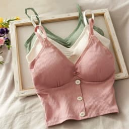Women Knitted Tank Top Strap Vest Female Knitting Crop Top Chest Wrap Pure Cotton Underwear Camisoles