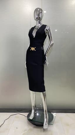 2024 Fashion Diamond Girdle Sleeveless Package Hips Midi Calf Bandage Dress Elegant Woman Evening Dress Celebrity Party Vestido