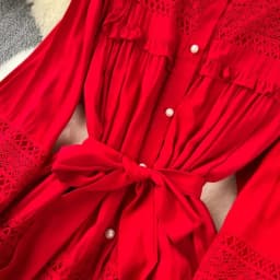 French Vintage Elegant lace PATCHWORK Long Sleeve Bandage Dress A-line Fashion Spring Summer Vestidos Women Dresses