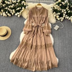 French Vintage Elegant lace PATCHWORK Long Sleeve Bandage Dress A-line Fashion Spring Summer Vestidos Women Dresses
