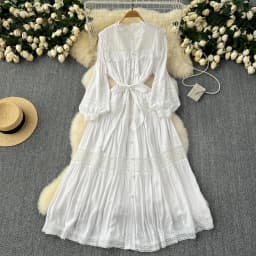French Vintage Elegant lace PATCHWORK Long Sleeve Bandage Dress A-line Fashion Spring Summer Vestidos Women Dresses