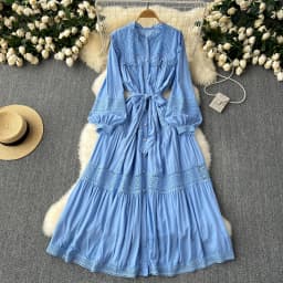 French Vintage Elegant lace PATCHWORK Long Sleeve Bandage Dress A-line Fashion Spring Summer Vestidos Women Dresses