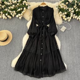 French Vintage Elegant lace PATCHWORK Long Sleeve Bandage Dress A-line Fashion Spring Summer Vestidos Women Dresses