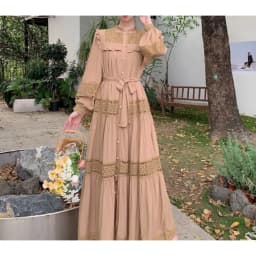 French Vintage Elegant lace PATCHWORK Long Sleeve Bandage Dress A-line Fashion Spring Summer Vestidos Women Dresses
