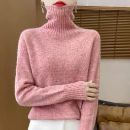 Autumn Winter 100% Merino Wool Soft Thickening Sweater Women High Lapel Colorful Yarn Pullover Basis Casual Cashmere Knit Tops