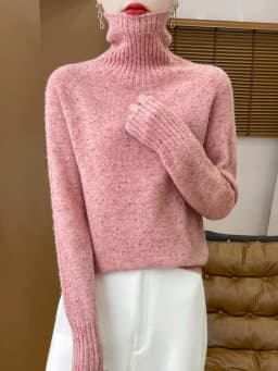 Autumn Winter 100% Merino Wool Soft Thickening Sweater Women High Lapel Colorful Yarn Pullover Basis Casual Cashmere Knit Tops