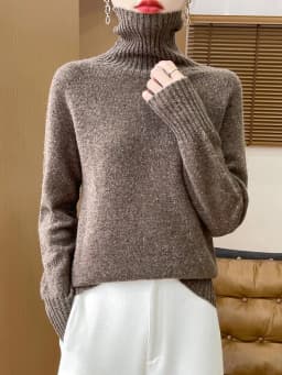 Autumn Winter 100% Merino Wool Soft Thickening Sweater Women High Lapel Colorful Yarn Pullover Basis Casual Cashmere Knit Tops