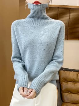 Autumn Winter 100% Merino Wool Soft Thickening Sweater Women High Lapel Colorful Yarn Pullover Basis Casual Cashmere Knit Tops