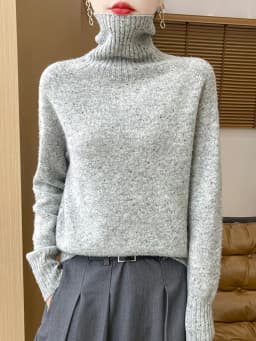 Autumn Winter 100% Merino Wool Soft Thickening Sweater Women High Lapel Colorful Yarn Pullover Basis Casual Cashmere Knit Tops