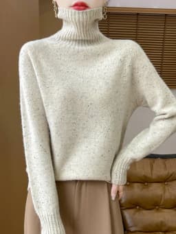 Autumn Winter 100% Merino Wool Soft Thickening Sweater Women High Lapel Colorful Yarn Pullover Basis Casual Cashmere Knit Tops
