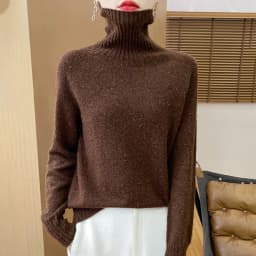 Autumn Winter 100% Merino Wool Soft Thickening Sweater Women High Lapel Colorful Yarn Pullover Basis Casual Cashmere Knit Tops