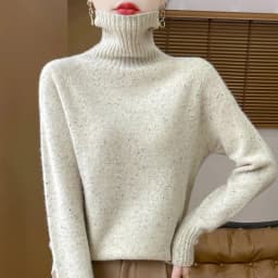 Autumn Winter 100% Merino Wool Soft Thickening Sweater Women High Lapel Colorful Yarn Pullover Basis Casual Cashmere Knit Tops