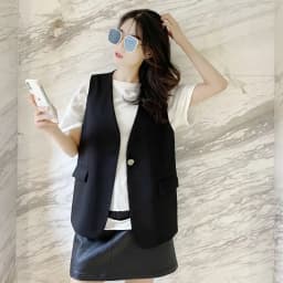 Feminine V-neck Blazer Waistcoat Tops Coat Korean Women Fashion Leisure Suit Vest Outerwear Spring Autumn Ladies Solid Color Sle