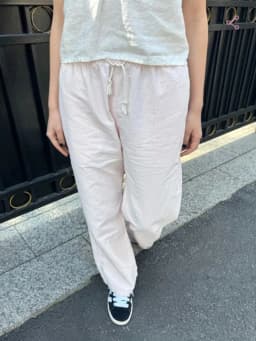 New Pink Striped Linen Drawstring Long Pants Women Summer High Waist Casual Straight Pant Y2k Vintage Streetwear Loose Trousers