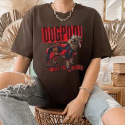 Dogpool T-Shirt Funny Dog Superhero Tee Dead Pool and Wolverine Inspired Tee Retro Wade and Logan Shirt Cute Y2k Dog Lover Shirt