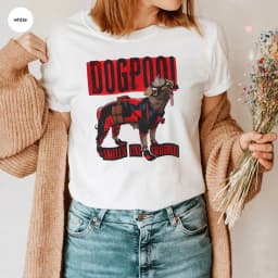 Dogpool T-Shirt Funny Dog Superhero Tee Dead Pool and Wolverine Inspired Tee Retro Wade and Logan Shirt Cute Y2k Dog Lover Shirt